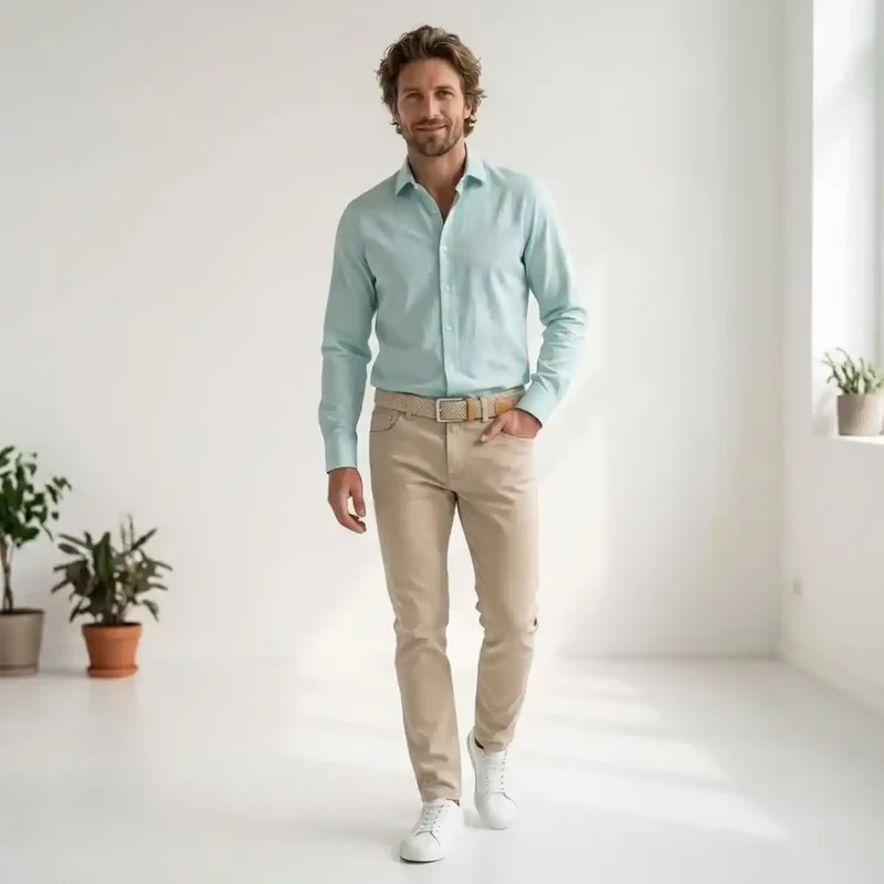 CHEMISE VERT D'EAU HOMME