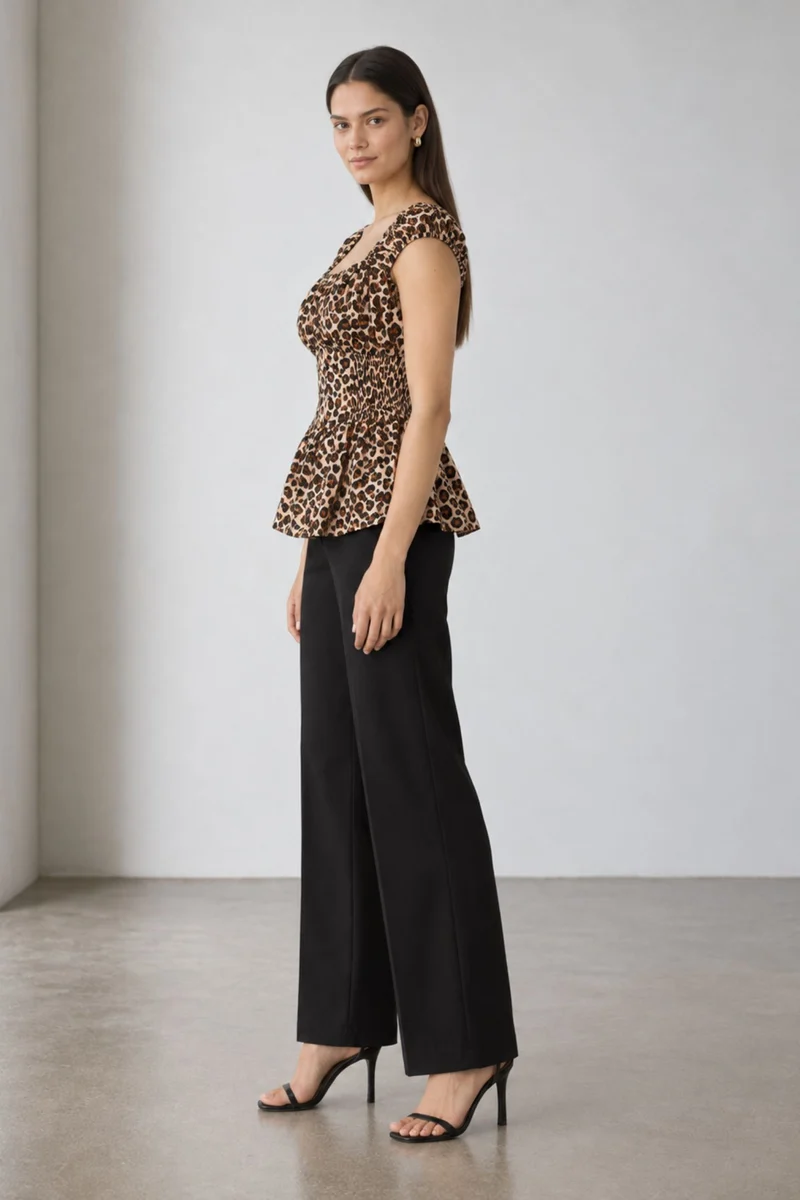 Savira|Animal Print Cotton Corset Style Top