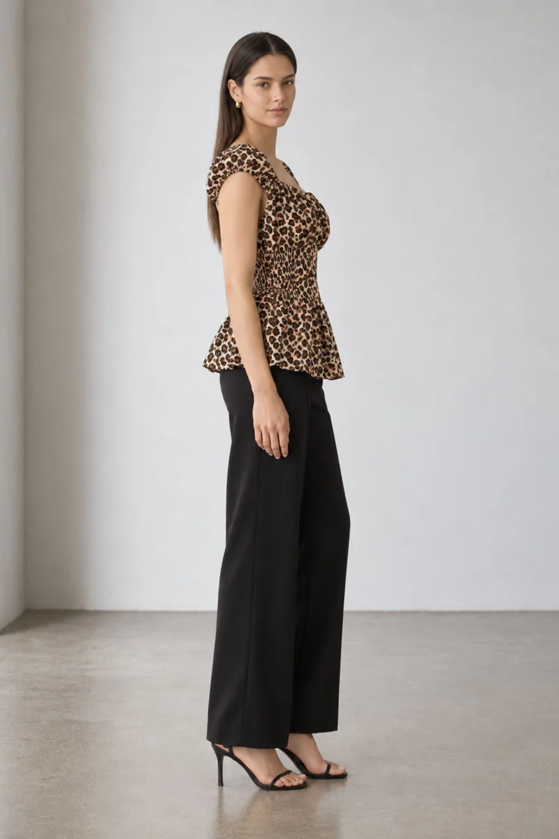 Savira|Animal Print Cotton Corset Style Top