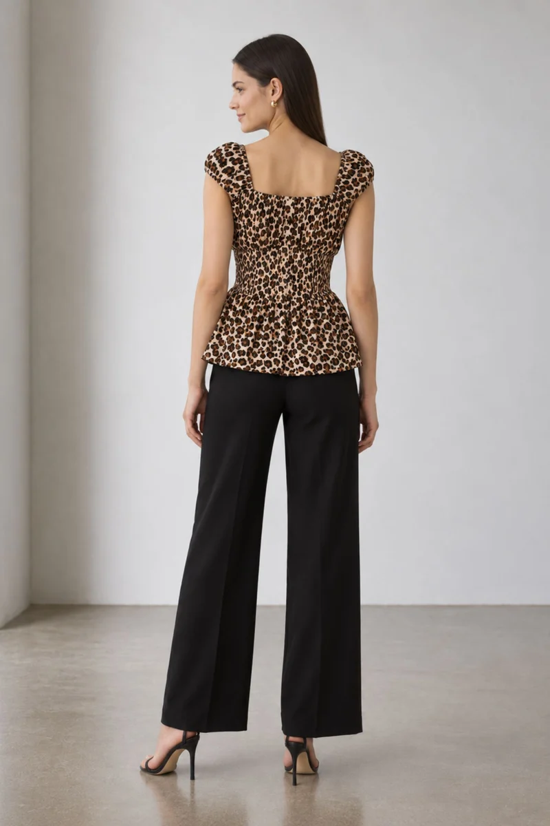 Savira|Animal Print Cotton Corset Style Top