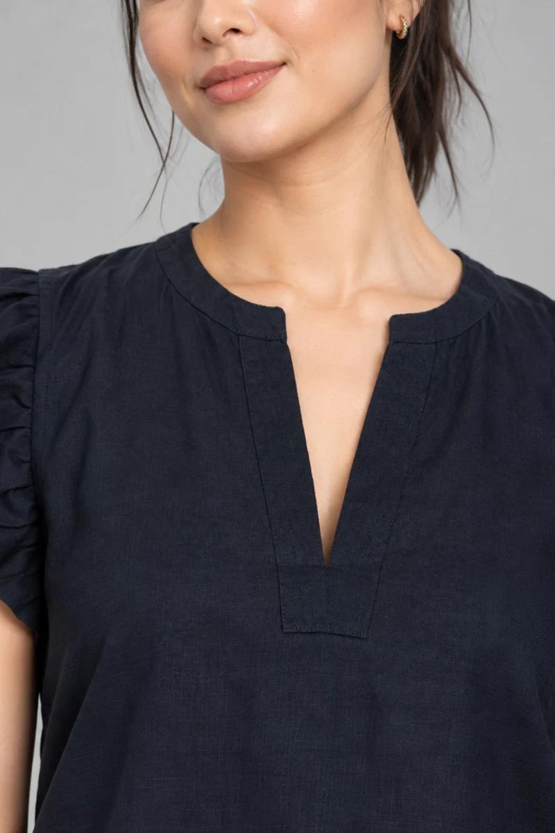 Nerine|Cotton Flutter Sleeve Regular Top