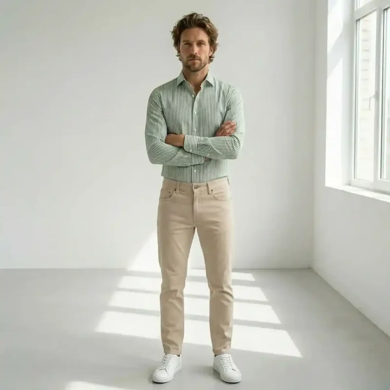 CHEMISE RAYEE HOMME | VERTE
