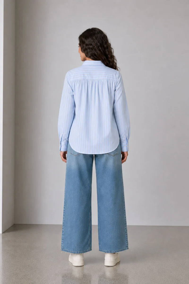 Skara|Viscose Slub Gathered Back Shirt