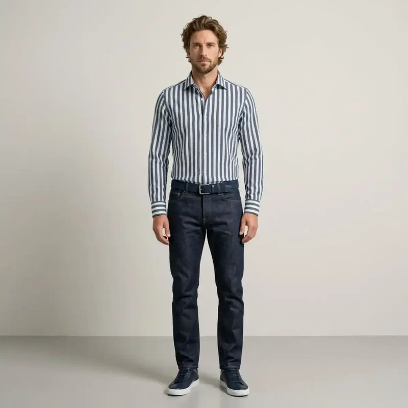 CHEMISE RAYEE HOMME | MARINE