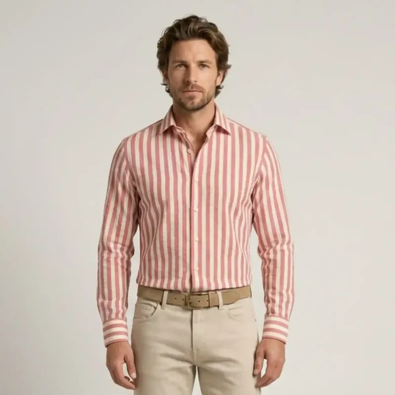 CHEMISE RAYEE HOMME | FUSCHIA