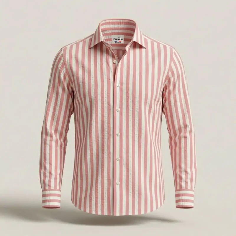 CHEMISE RAYEE HOMME | FUSCHIA