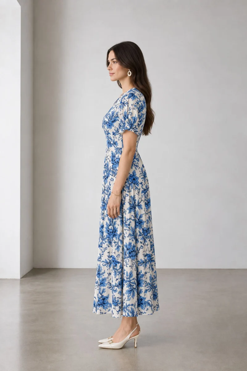 Savera|Viscose Printe Empire Waist Maxi Dress