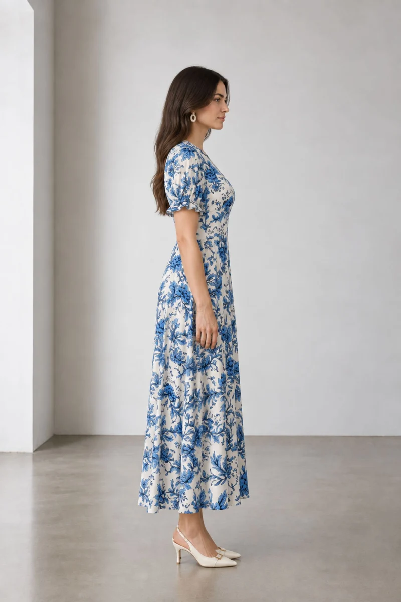 Savera|Viscose Printe Empire Waist Maxi Dress