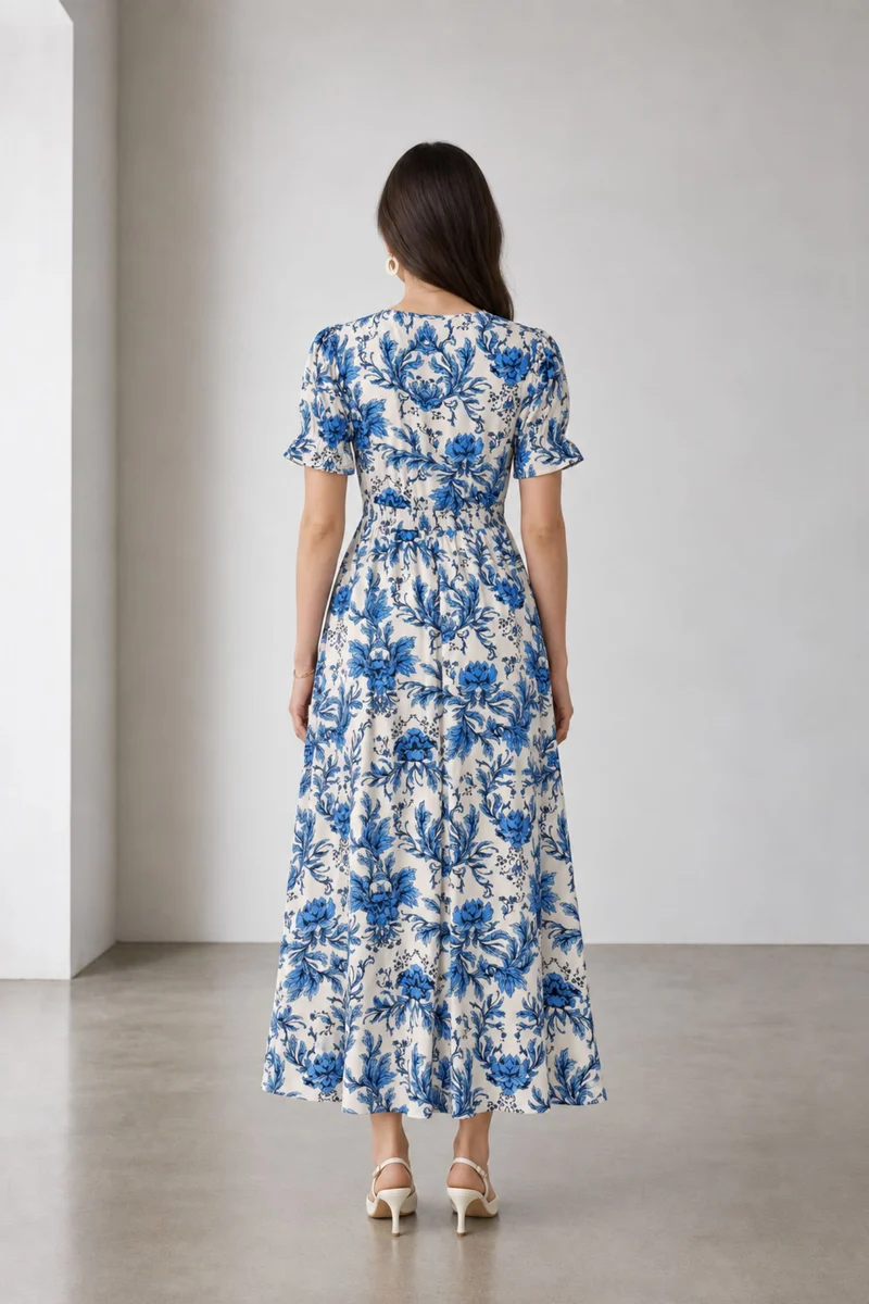Savera|Viscose Printe Empire Waist Maxi Dress