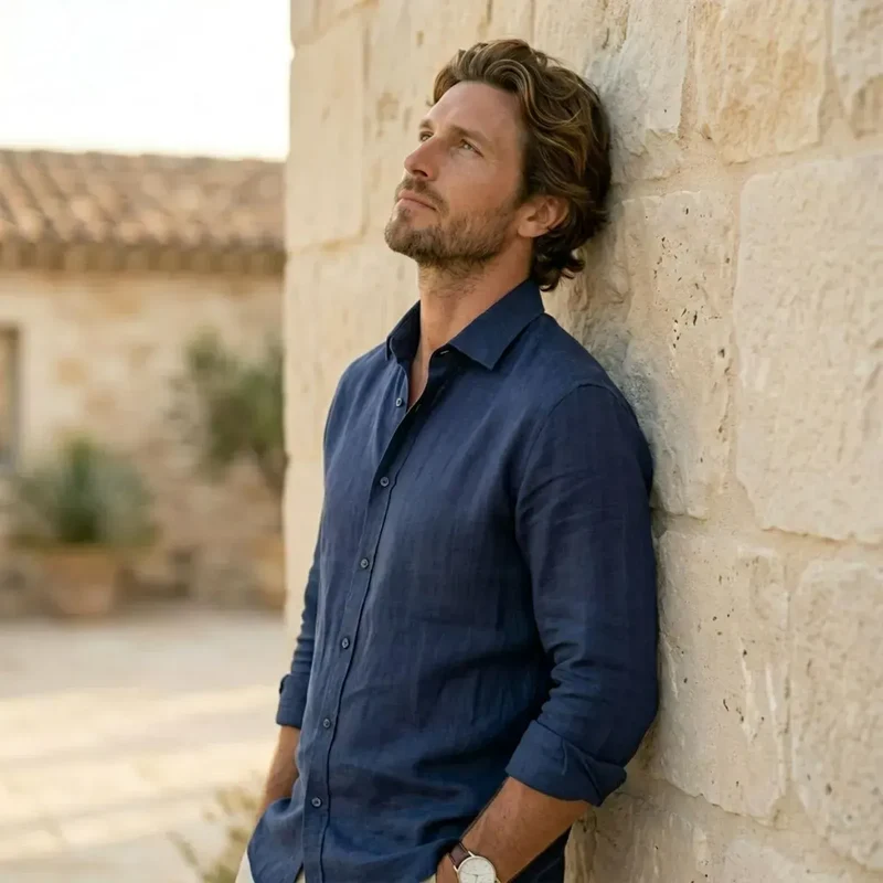 CHEMISE EN LIN BLEU | MARINE