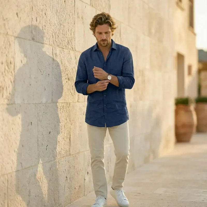 CHEMISE EN LIN BLEU | MARINE