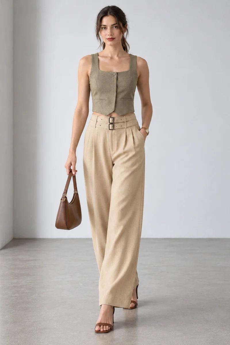 Oleva|Cotton Front Button Closure Vest Top
