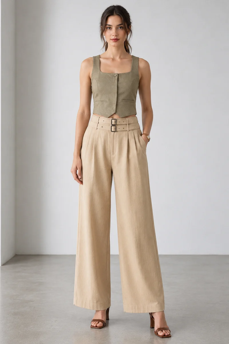 Oleva|Cotton Front Button Closure Vest Top