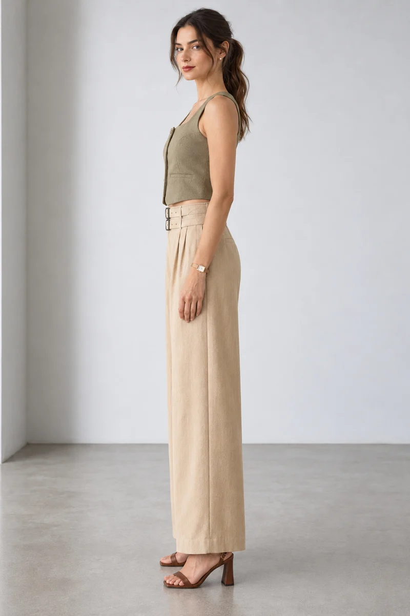Oleva|Cotton Front Button Closure Vest Top