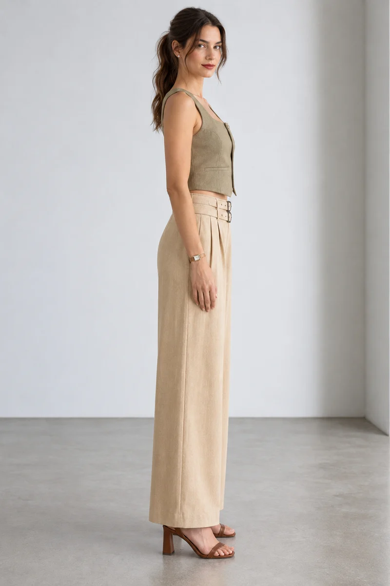 Oleva|Cotton Front Button Closure Vest Top
