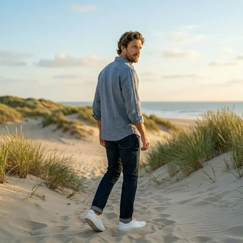 CHEMISE EN LIN BLEU | DENIM