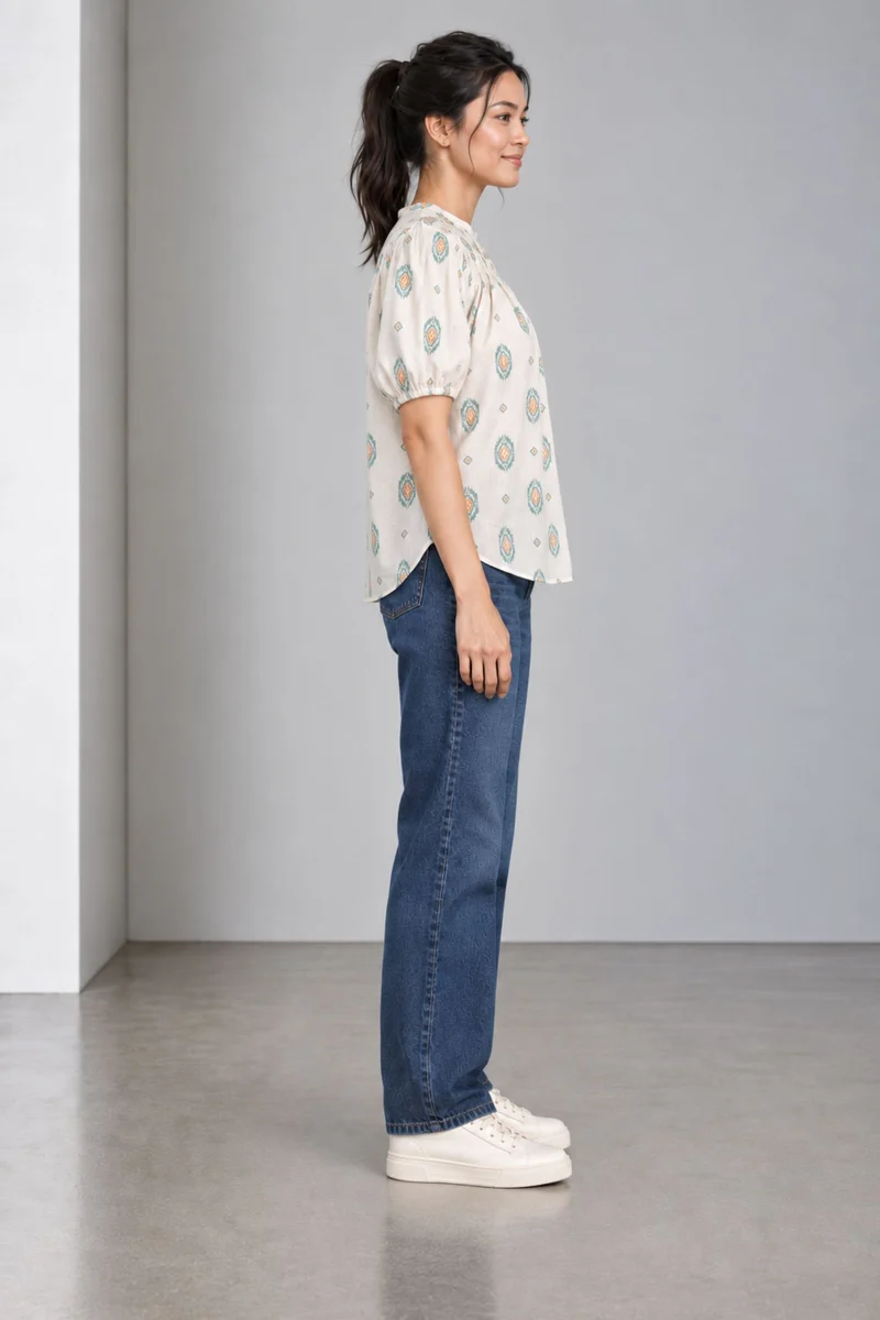 Lumea|Balloon Sleeve Smocked Top