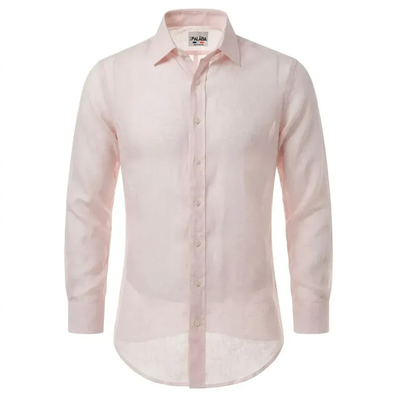 CHEMISE EN LIN ROSE HOMME