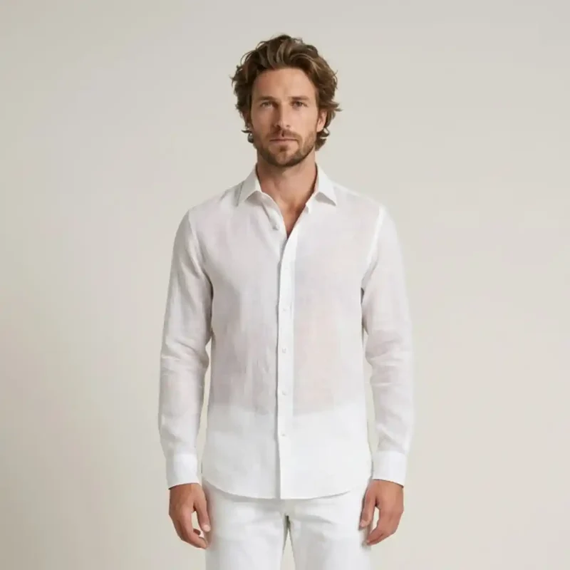 CHEMISE EN LIN BLANCHE | HOMME