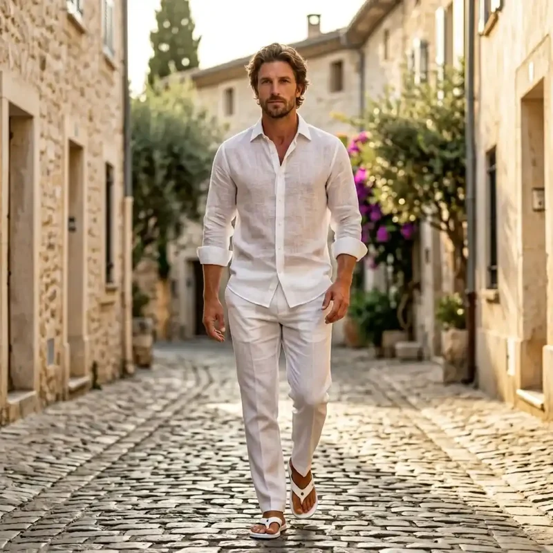 CHEMISE EN LIN BLANCHE | HOMME