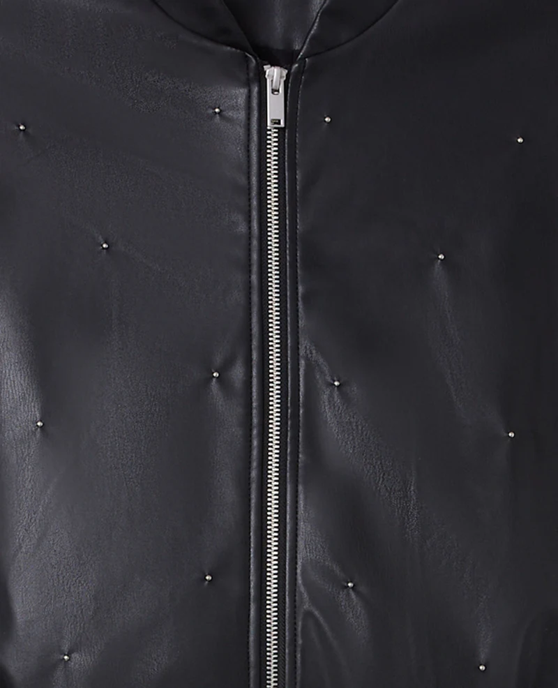 Blouson bomber en simili avec clous