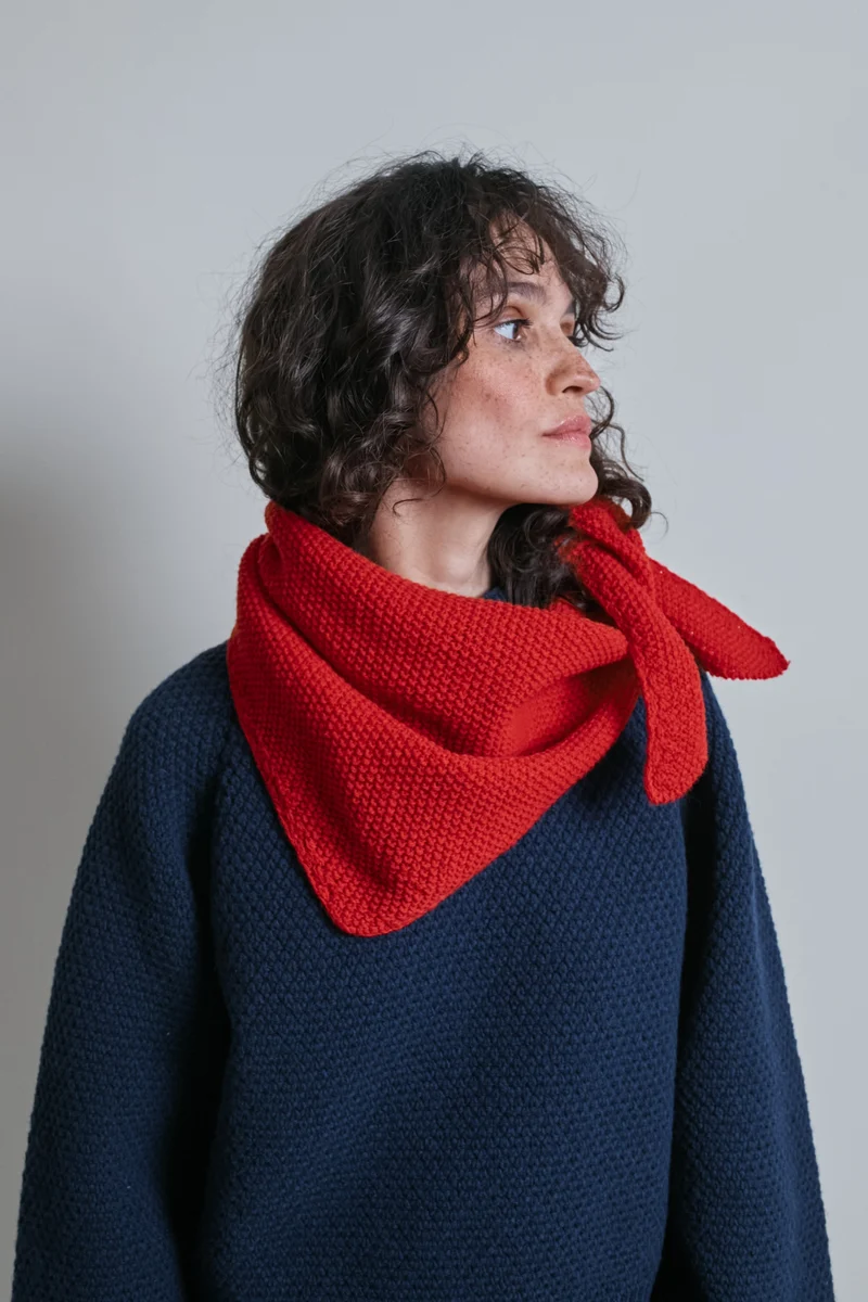 HORTENSE Bandana in Merino Wool - Red