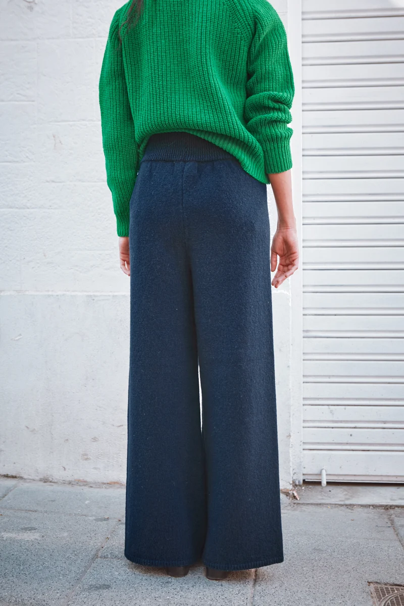 HELENE Knit Pants in Merino Wool - Navy