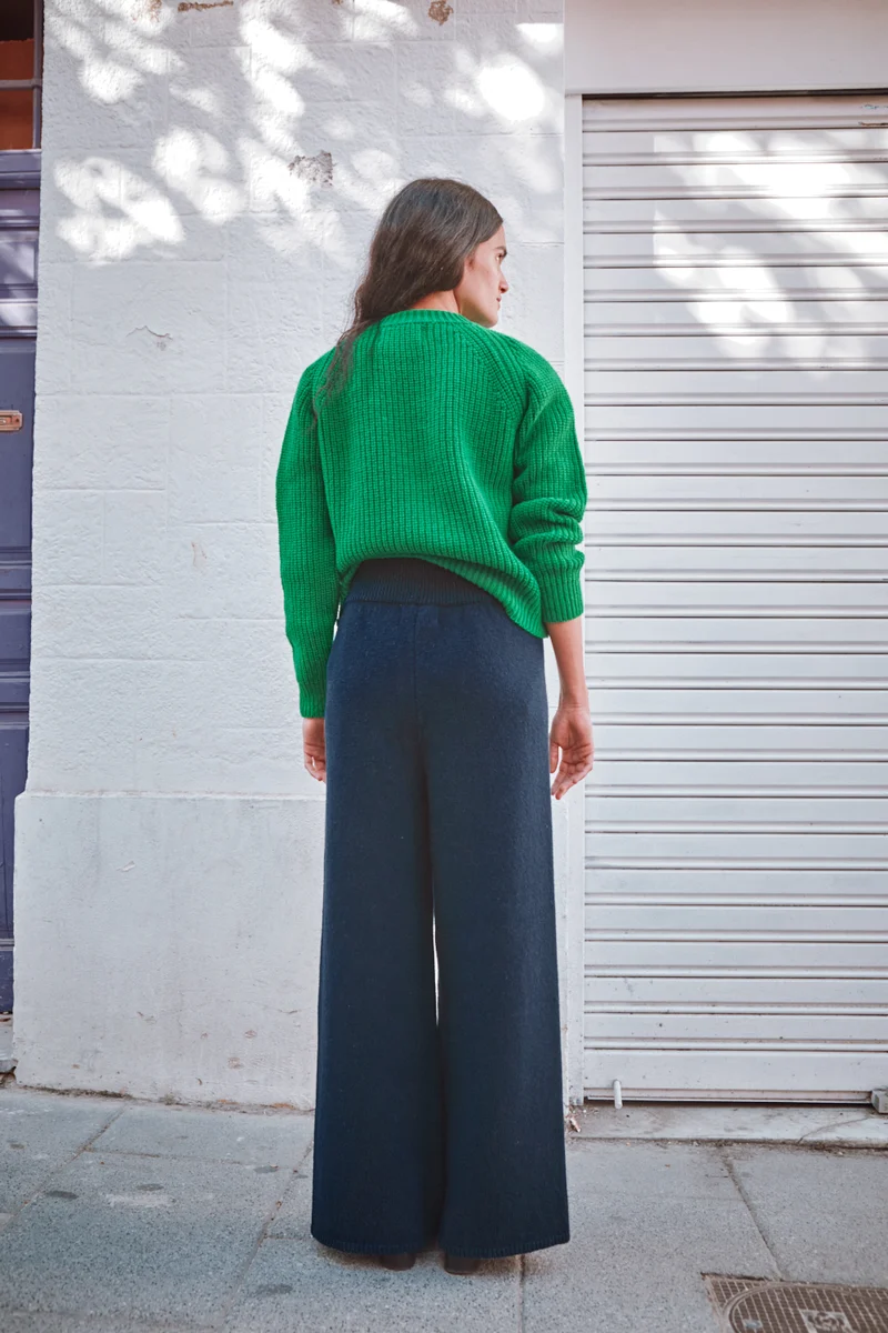 HELENE Knit Pants in Merino Wool - Navy