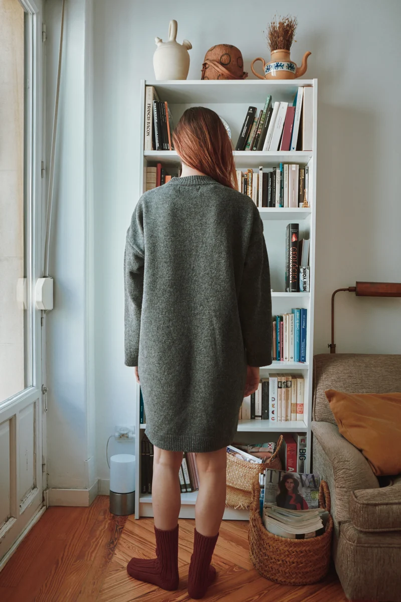 PERRINE Sweater Dress in Merino Wool - Ash Grey