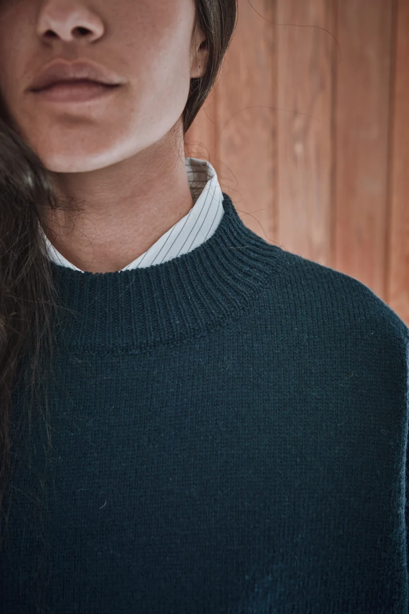 PERRINE Sweater Dress in Merino Wool - Navy