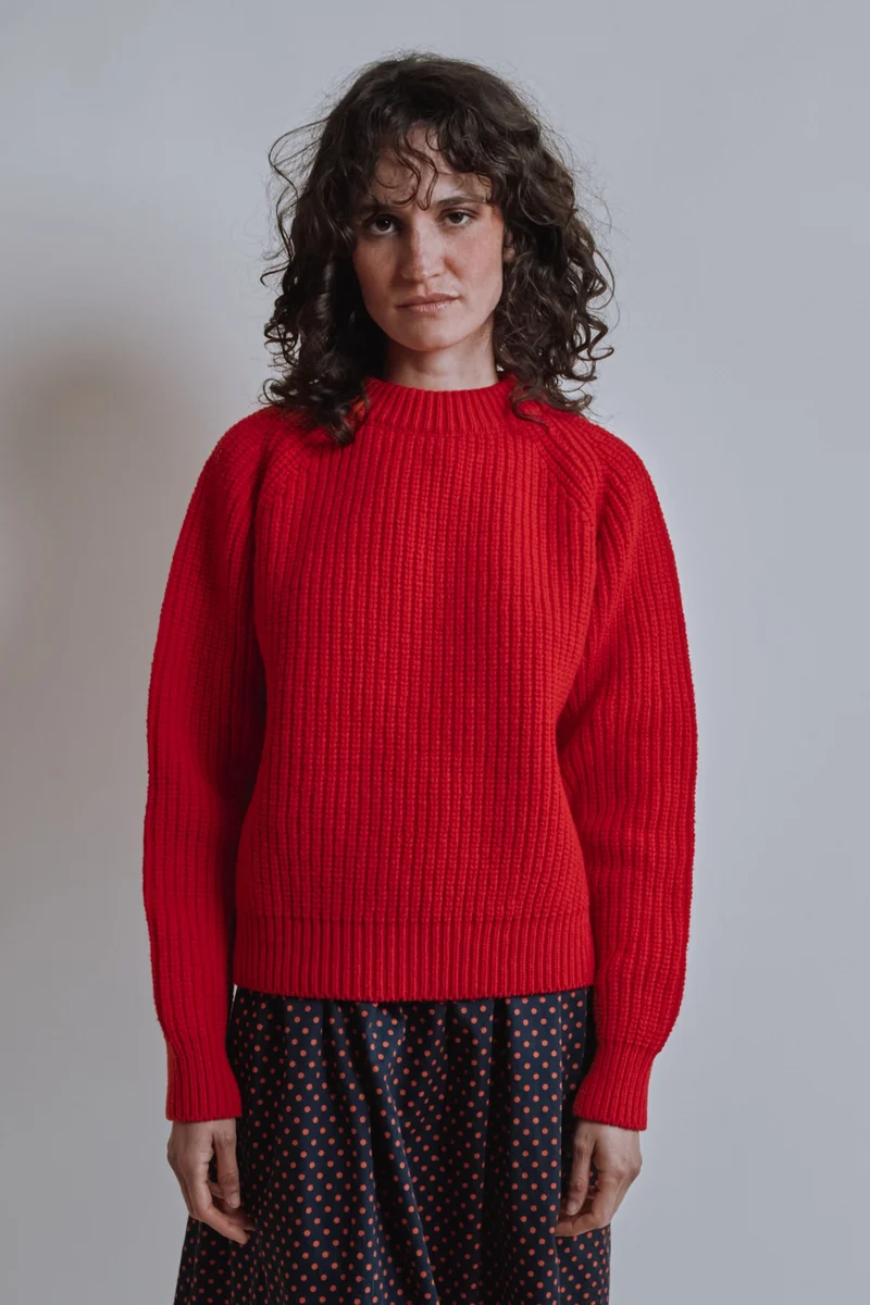 AGNÈS Raglan Sweater in Merino Wool - Red