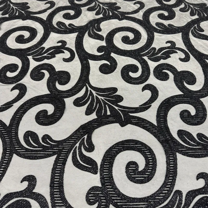 Tissu Dentelle Tulle Brodé - Métallisé, Aureliano