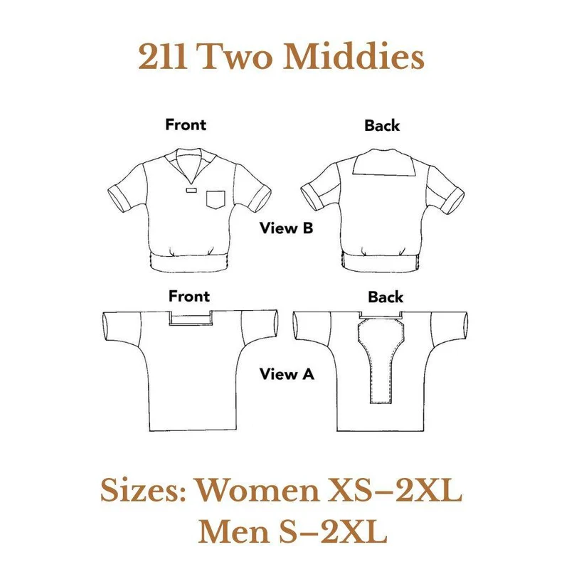 PATRON DE COUTURE PDF | 211 Two Middies | Folkwear | UNISEXE