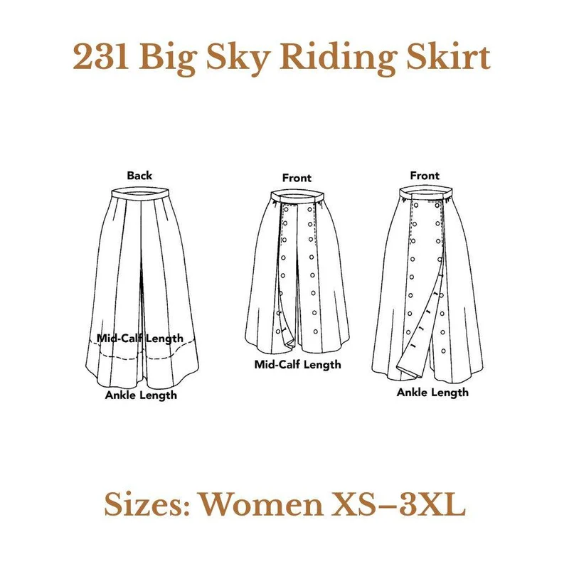 PATRON DE COUTURE PDF | 231 Jupe d’équitation Big Sky | Folkwear