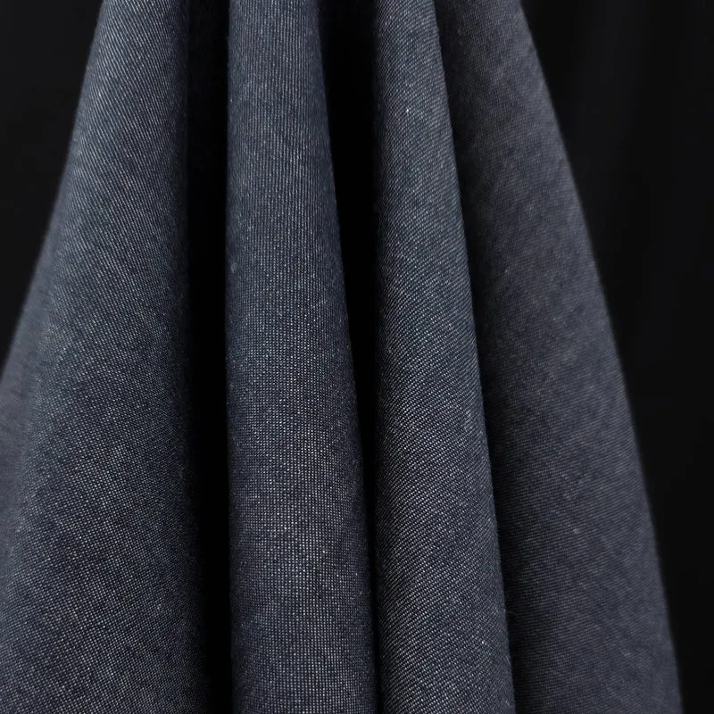 Chambray de coton | Bleu foncé | 90 cm | Fin de rouleau