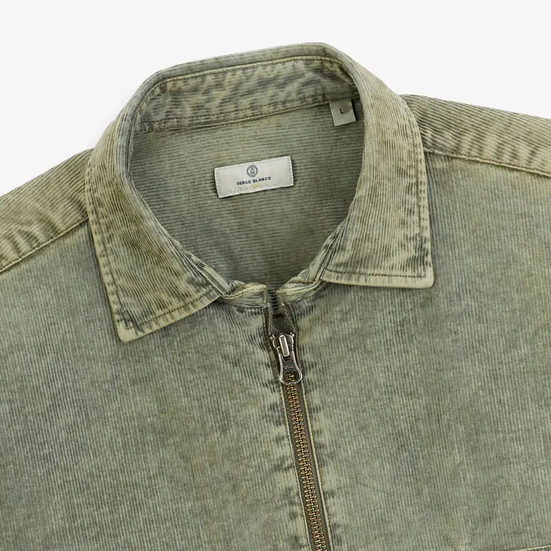 Surchemise zippée velours côtelé effet délavé taupe SBPLAY