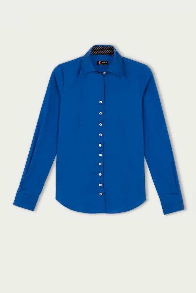 Linda Sport Poplin Stretch Women Shirt Navy Blue