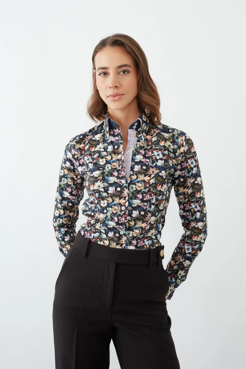 Silvia Iconic Poplin Women’s Shirt Black Pink