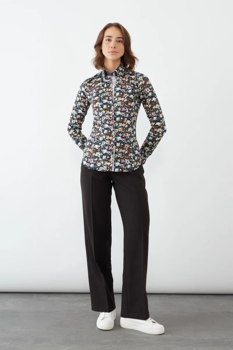 Silvia Iconic Poplin Women’s Shirt Black Pink