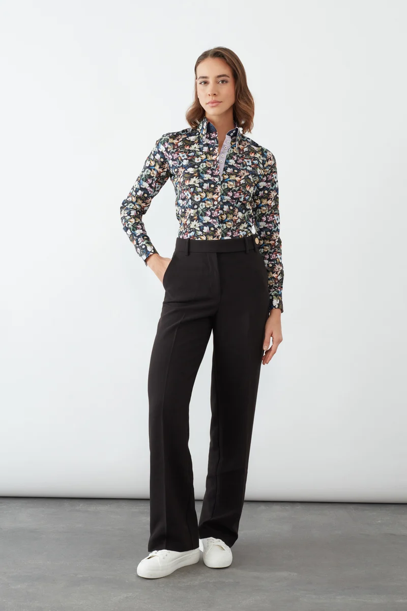 Silvia Iconic Poplin Women’s Shirt Black Pink