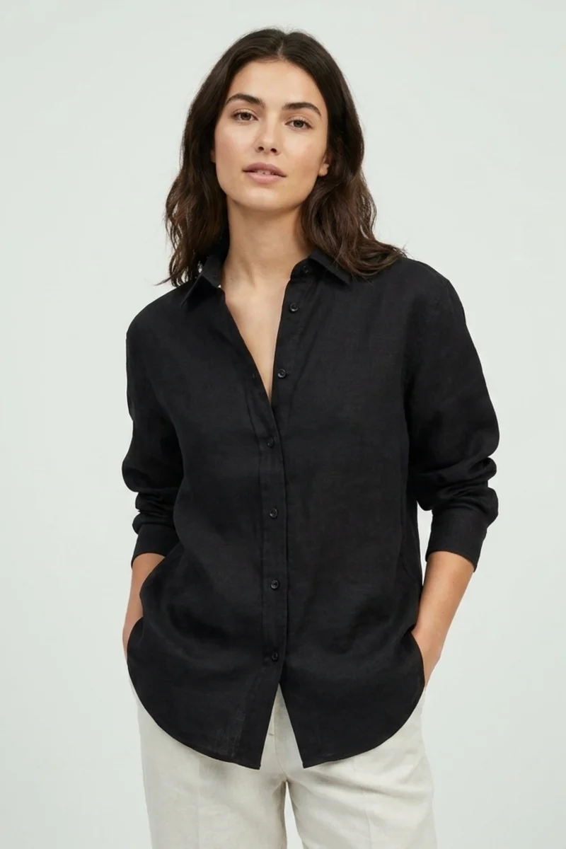 Beatrice Sport Linen Women’s Shirt Black