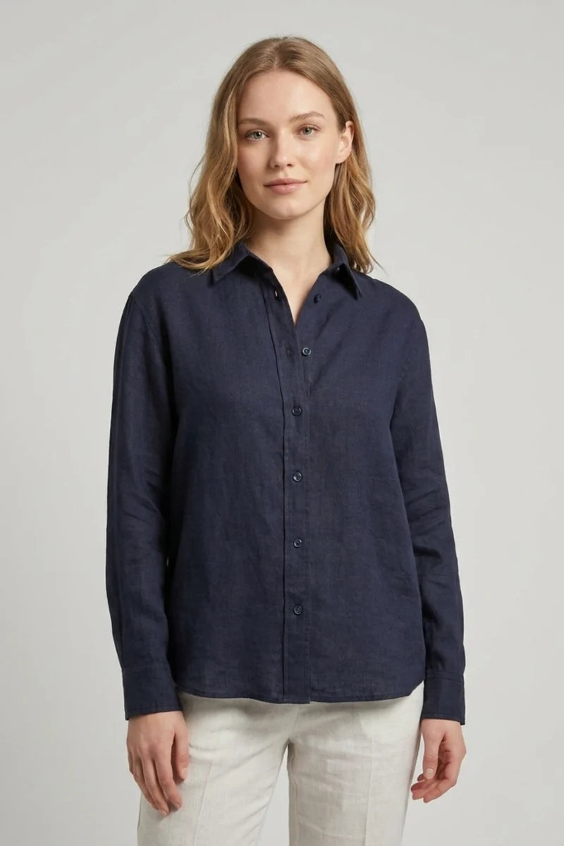 Beatrice Sport Linen Women’s Shirt Blue