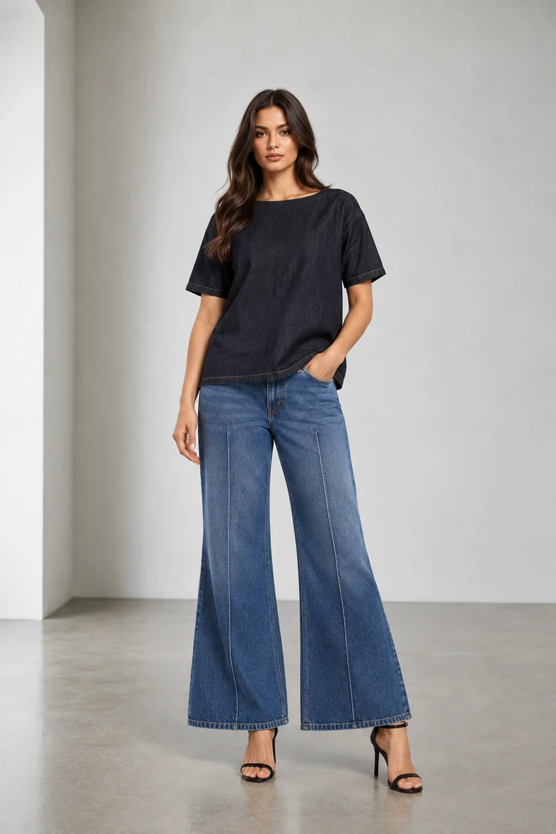 Talon|Cotton Denim Boxy Fit Top