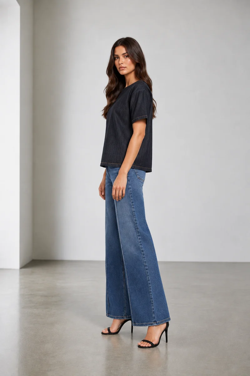 Talon|Cotton Denim Boxy Fit Top