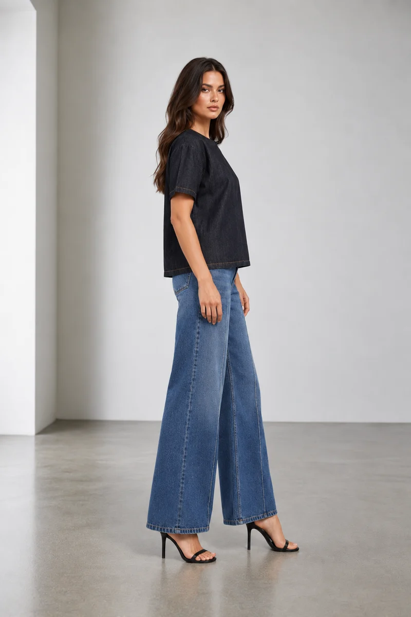 Talon|Cotton Denim Boxy Fit Top