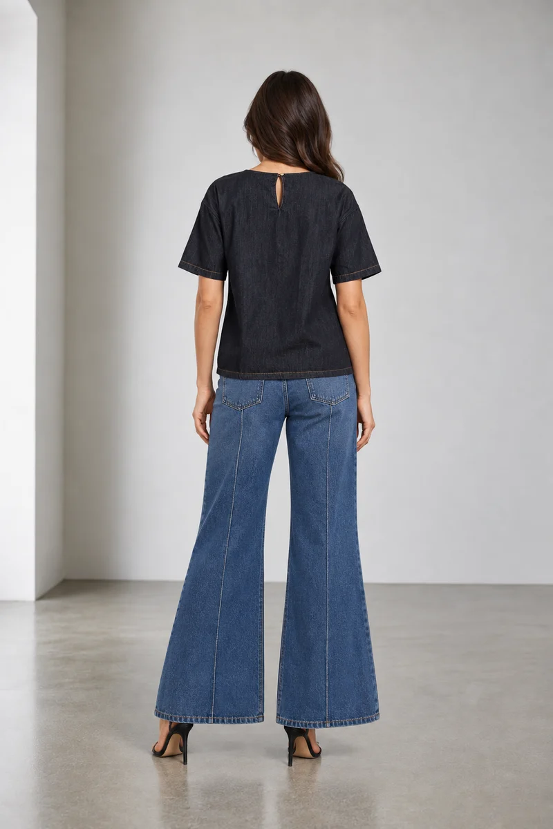 Talon|Cotton Denim Boxy Fit Top