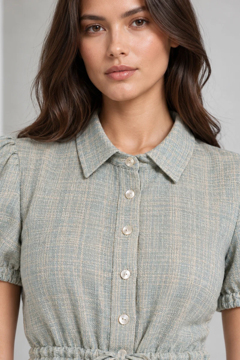 Vian|Cotton Waist Tieup Peplum Shirt