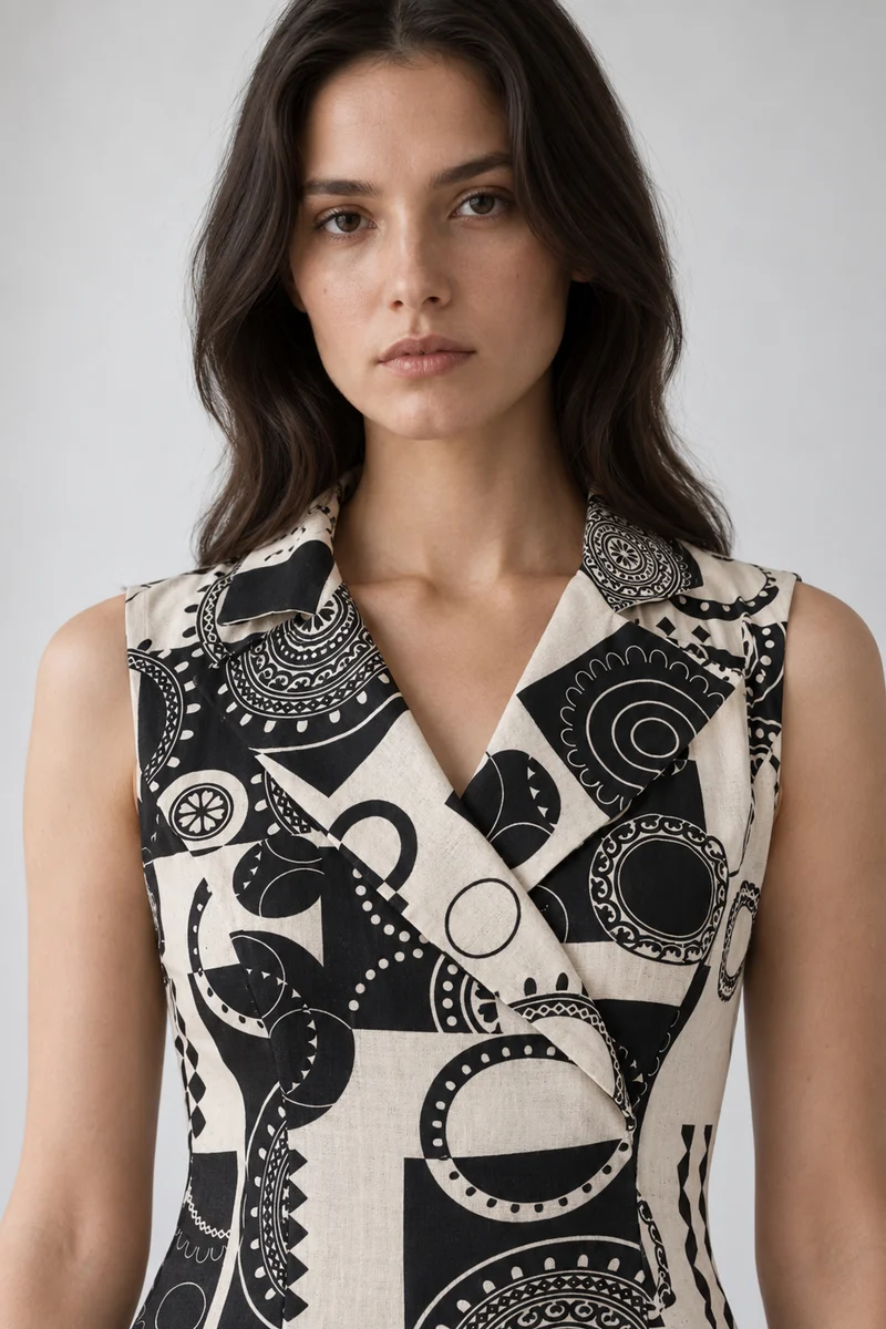 Camber|Cotton Lapel Collar Wrap Midi Dress