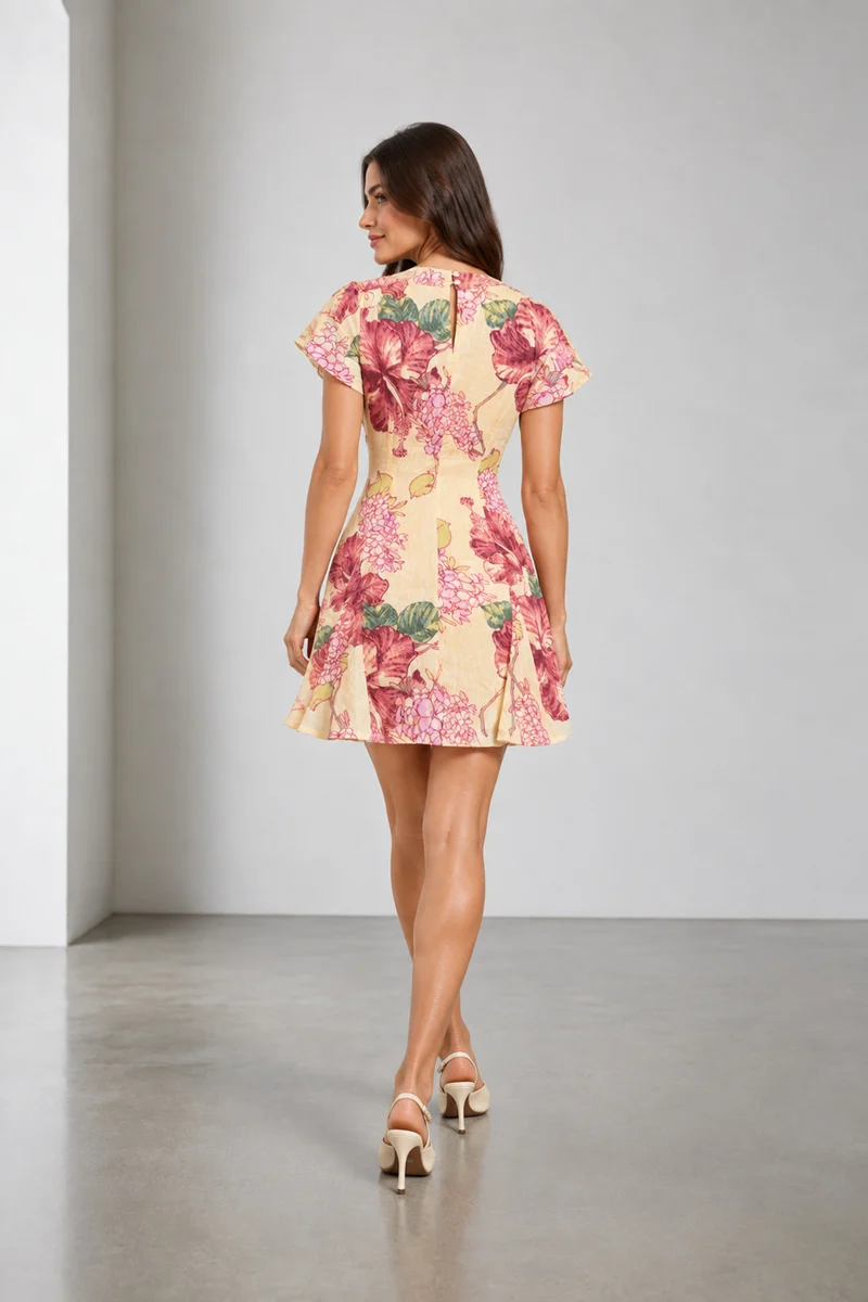 Nayeli|Floral Print Cowl Neck Mini Dress