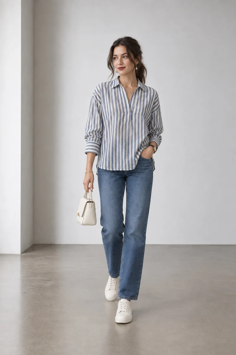 Nivea|Cotton Striped Relaxedfit Tunic